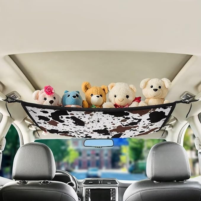 Cow Spot Pattern Auto Seat Storage Hanging Bag Multi-Purpose Seat Organizer for Vehicle Passenger Seat Organization and Storage One Size