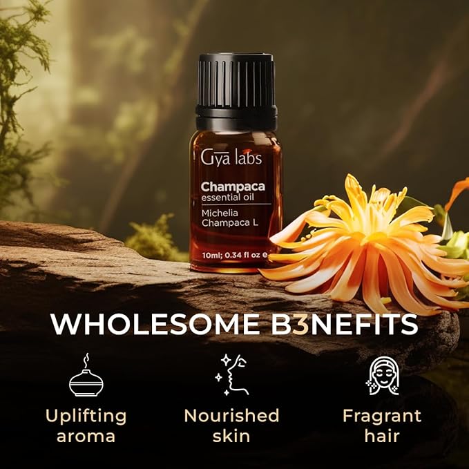 100% Pure Champaca Essential Oil for Diffuser - 0.34 Fl Oz - Champaca Oil for Hair, Skin, Diffuser, Aromatherapy & DIY Candle Making Scent