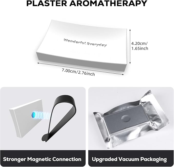 Car Air Freshener Small Plaster Diffuser New Smell Set Clean Ingredients Car Odor Eliminator Long Lasting Scent Auto Accessories with Metal Clip (Square, 2 PCS)