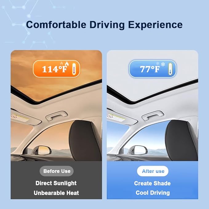 Car Sunroof Shade Compatible with Mercedes Benz GLE 350/450 2020-2024, Foldable Glass Roof Sunshade with Storage Bag, Heat Insulation Sun Protection Roof Interior Sunshade