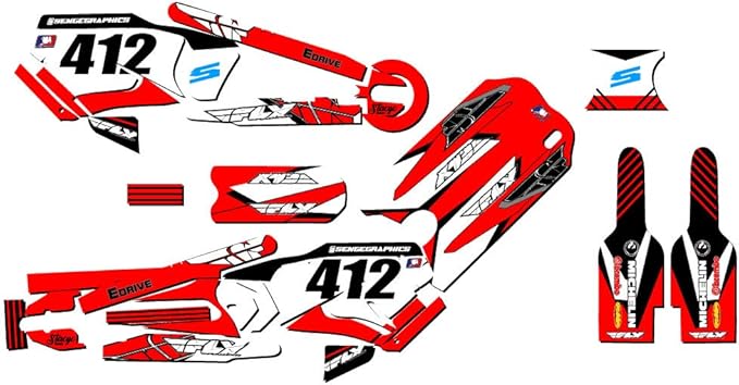 12eDRIVE Fly Racing Red Senge Graphics Kit Compatible with Stacyc