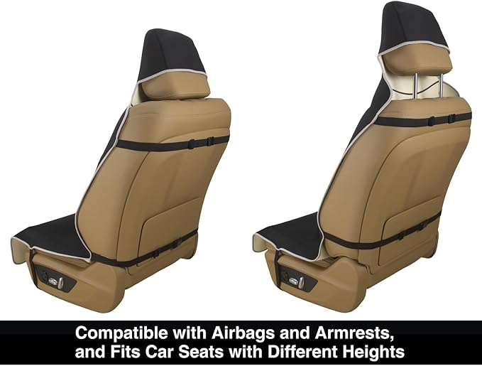Waterproof Neoprene Car Seat Cover, Sweatproof Non-Slip Seat Protector, Universal Fit for Front Bucket or Rear Bench Seat of Cars, SUVs, Vans, Trucks, Compatible with Airbags and Armrests