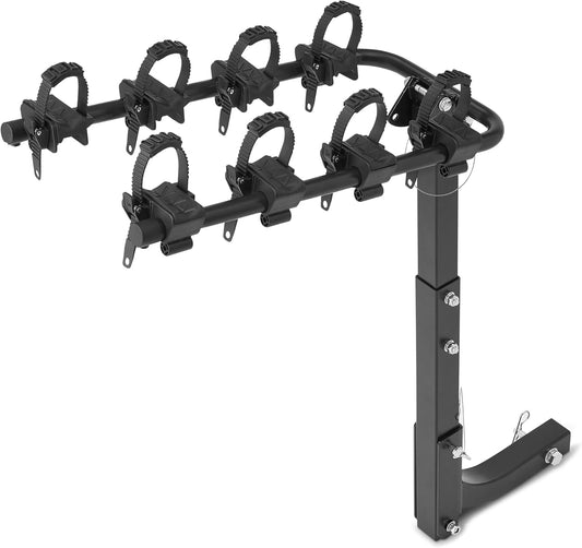 Amazon Basics 4-Bike Hitch Rack with 2" Hitch for Car, SUV and Truck, Foldable Steel Frame with Anti-Rattle Design