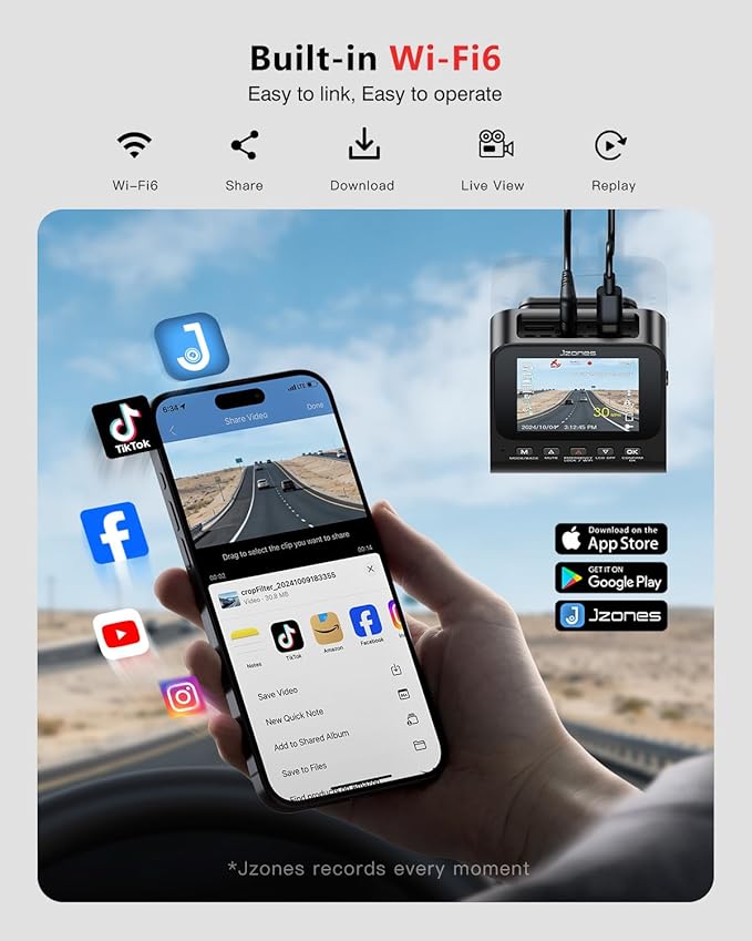 4K Dash Cam Front and Rear, Dash Camera for Cars 2 Channel 5.8GHz WiFi6 HDR Night Vision Dash Cam Built-in GPS, G-Sensor, Loop Recording, 170°Wide Angle, 24H Parking Mode