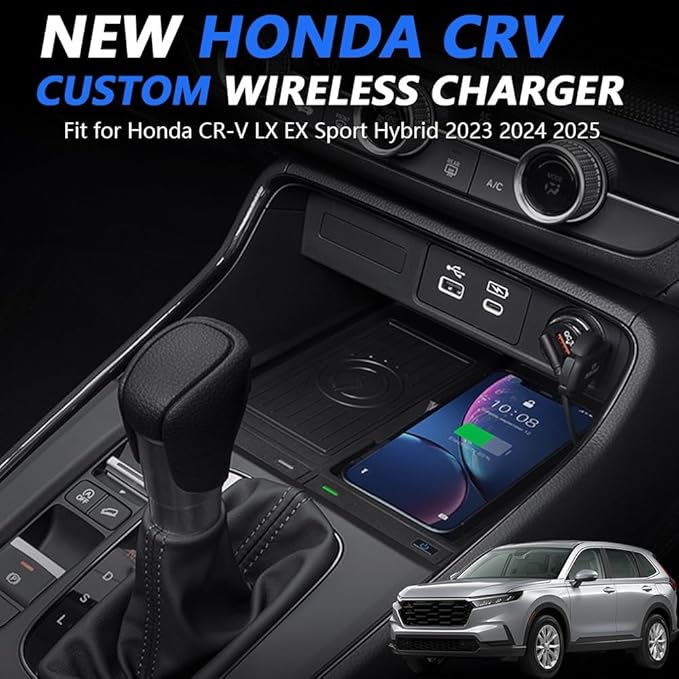 Wireless Car Charger for Honda CRV 2023 2024 2025, Dual Wireless Fast Phone Charging Pad for 6th Gen Honda CR-V LX EX Sport Hybrid Center Console Panel Interior Accessories Upgrades