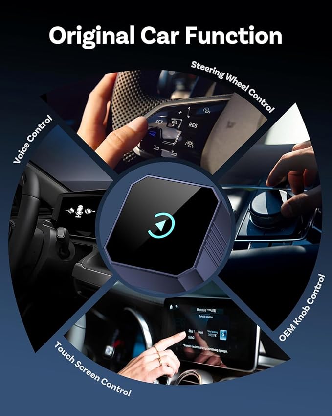 2026 Wireless CarPlay Adapter for iPhone ＆ Android Auto Mini Wired to Wireless Apple Car Play Adapter Plug & Play Compatible for iPhone iOS 10+ Android 11+ with After 2016 Cars