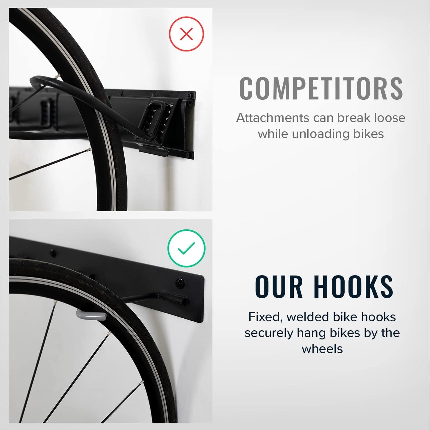 4 Bike Rack for Garage - Solid Steel Extra Heavy Duty BLAT Bike Rack - Garage Wall Mounted Bicycle Storage