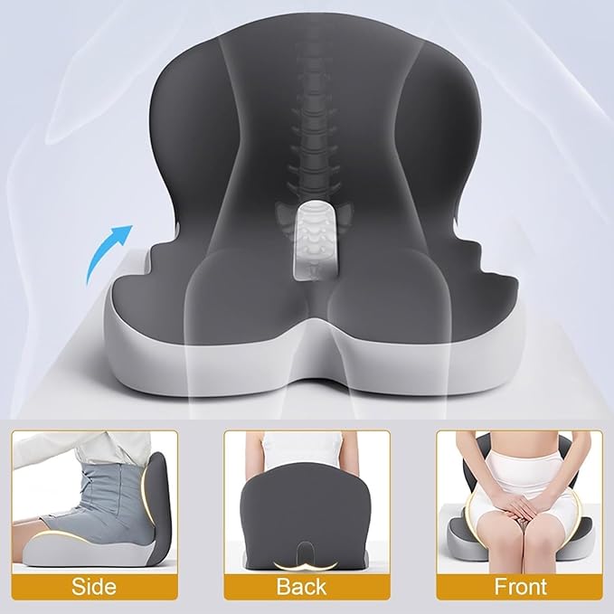 Back and Seat Cushion, Trucker Seat Cushions for Long Sitting, Car seat Cushion with Back Support, Seats Cushions for Lumbar Pain and Supporting The HIPS, Trucker Essentials (D)