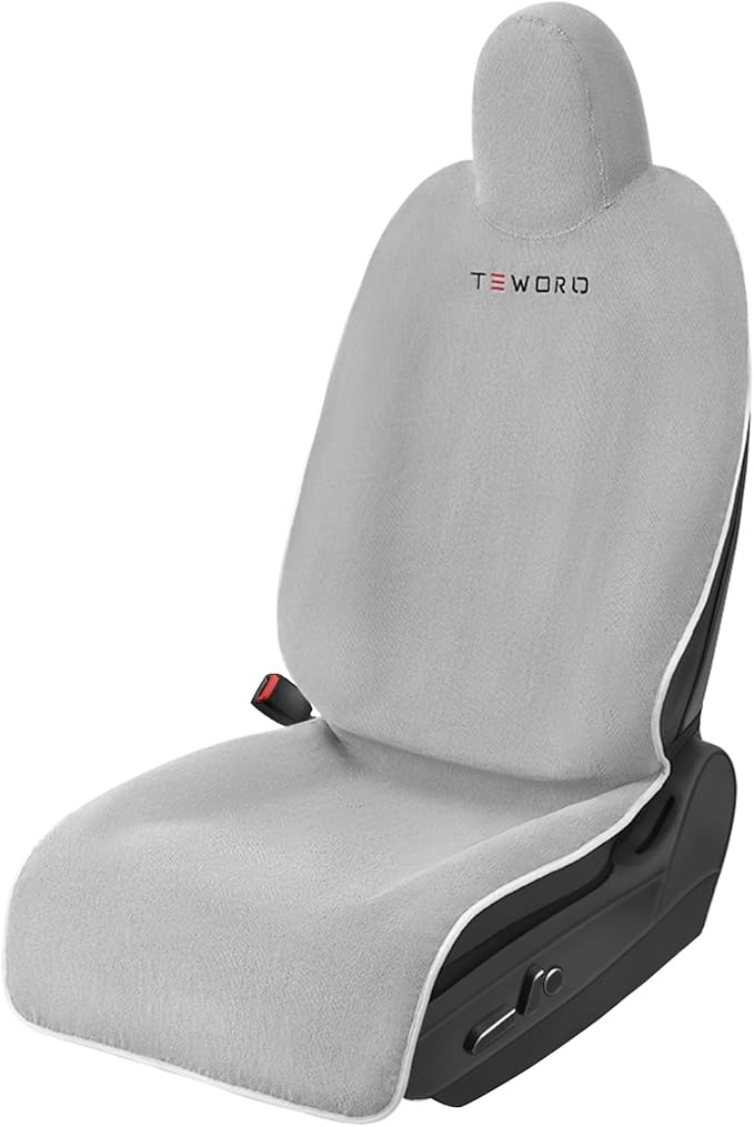 Premium Microfiber Towel Tesla Model Y Juniper/3 Seat Cover, Waterproof | Sweatproof | Machine Washable | Non-Slip, Seat Protector for Tesla Model 3/Y 2016-2026 Interior Accessories - (1Pack, Gray)
