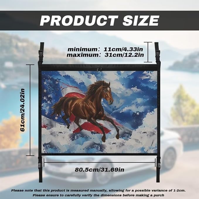 Car Roof Storage Bag Horse USA Flag Car Seat Back Hanging Bag All Car Storage Organizers One-Size-Fits Tidy Pouch Pocket Storage for Small Items