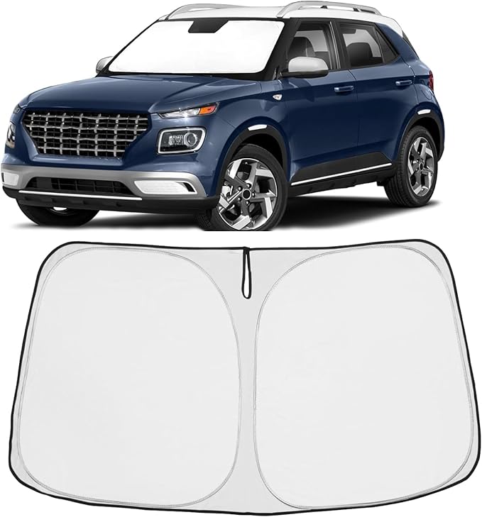 Proadsy Windshield Sun Shade Custom Fit 2020-2023 2024 2025 2026 Hyundai Venue Foldable Front Sunshade Protector Sun Visor Blocks UV Rays Keep Car Cooler