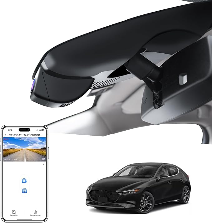 Mangoal 4K Dash Cam Custom fit for Mazda 3 2019 2020 2021 2022 2023(Model A), UHD 2160P Video, Free App & WiFi, 64GB Card