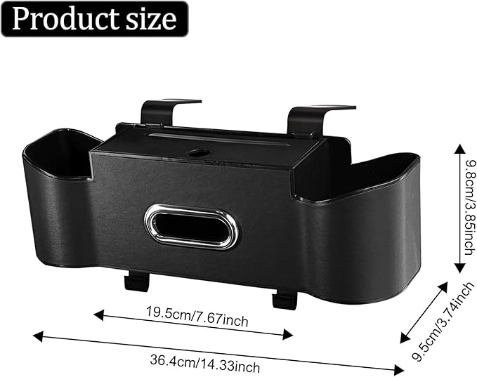 Car Backseat Organizer for Kids & Travelers - 4 in 1 Multifunctional Car Seat Back Storage with Cup Holder, Tissue Box, Snack/Handbag Holder - Nappa Leather Universal Fit for SUV/Van/Sedan (Black)