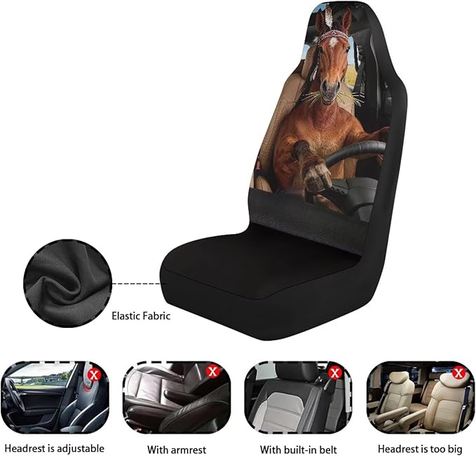 Horses Car Seat Covers Front Seats 2 Pack Funny Car Seat Cover Protector Front Seats Easy Installation Removable Automotive Accessories Interior Covers for Sedan SUV