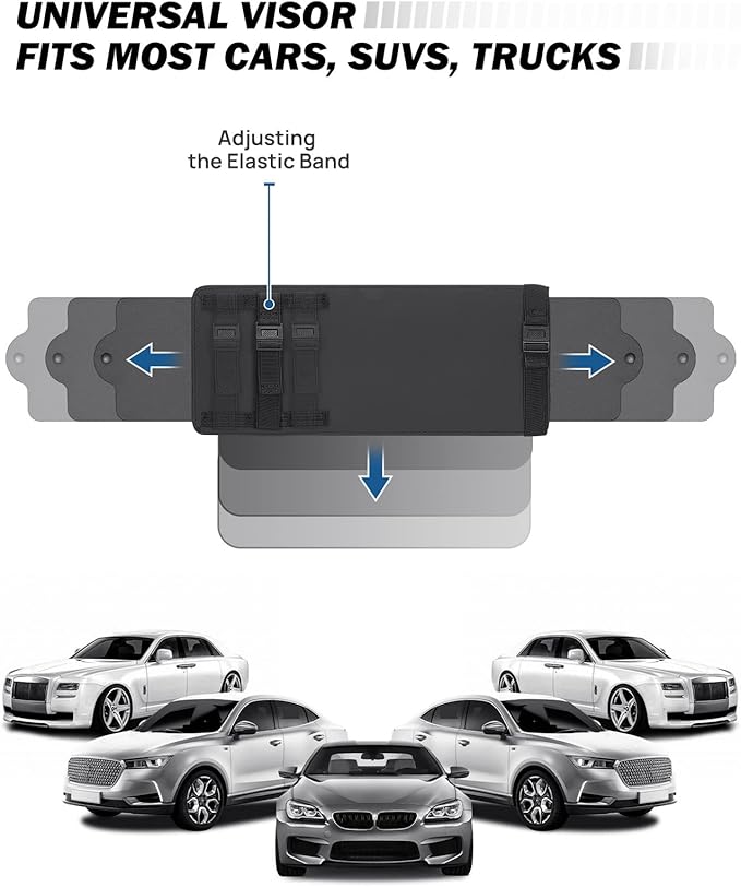 JOYTUTUS Polarized Sun Visor Extender for Car Sunshade Visor Extension, Adjustable Sun Visor Extender Anti-Glare, Safe Driving, Sun Visor for Car (2 Pack)