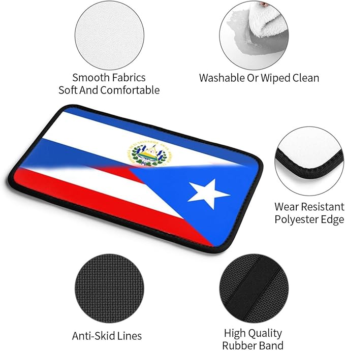 Puerto Rico El Salvadoran Flag Auto Center Console Armrest Cover Car Handrail Box Cushion Pad Mat Universal Fit Most Vehicle Sedan Truck SUV Soft Comfort Decor Accessories