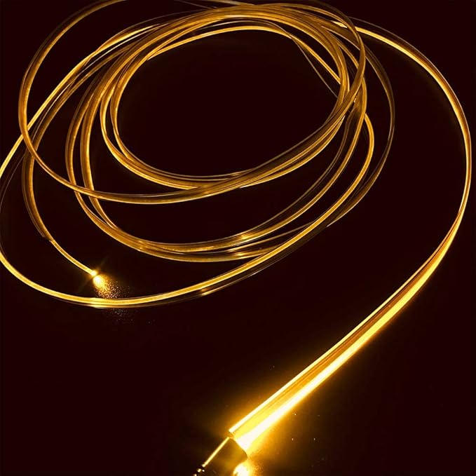 2mm 5meters Car Home LED Ambient Plastic Optic Fiber Light Source Kit Tool Free (110-220V Adapter,Yellow)