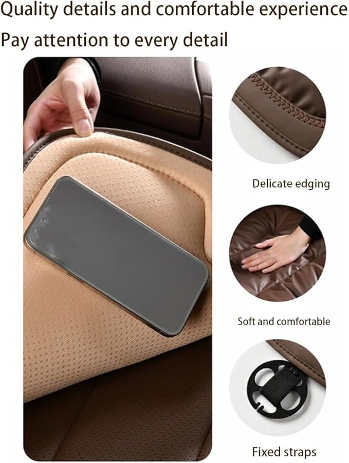 Car Seat Cushion,Personalized Lumbar Support Cushion (Khaki,Three-Piece Set)