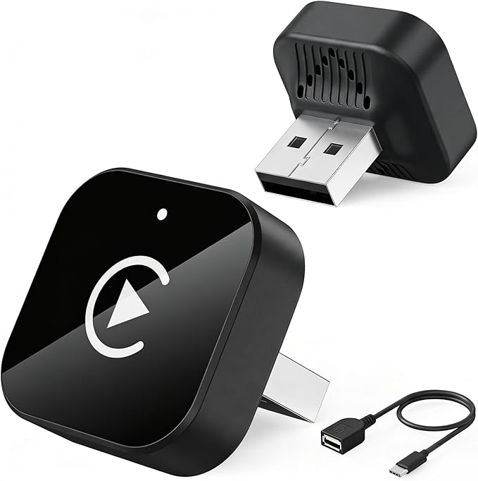 (2026 Upgraded) Wireless CarPlay Adapter for Apple iPhone＆Android, Small Size,Plug and Play,Fast and Stable Connection Wireless Adapter for CarPlay＆Android-No Latency to Screen(Black)
