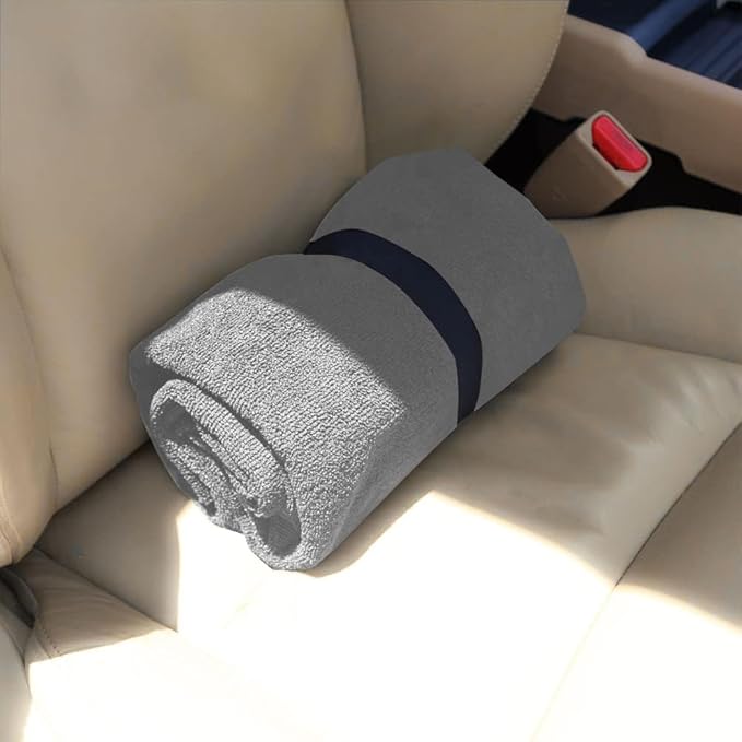 Car Seat Covers 2pcs Grey Waterproof Towel Car Seat Cover Universal Fit for Most Trucks SUV Fitness Athletes Pets Gym and Water Sport