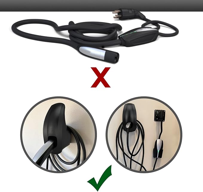 SEVEN SPARTA Charging Cable Holder with Chassis Bracket Compatible with Tesla Model 3 Model Y Model X Model S Charger Cable Organizer Car Accessories Wall Connector, Patent Approved (Black)