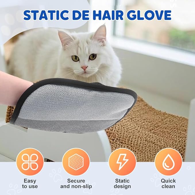Pet Hair Removal Glove, 2025 Upgrade Pet Hair Remover Electrostatic Gloves, Pet Hair Removal Tool Pet Hair Remover Mitt, Reusable Cat Grooming Gloves for Dogs, Cats, Furniture & Clothes (1 Pack)