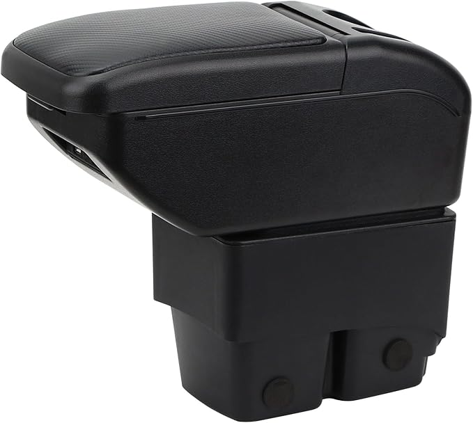 AULPHIKE Compatible with Ford Fiesta Armrest 3 MK7 2009-2017 Car Center Console Organizer Armrests Double Layer Storage with USB Ports（Carbon Fiber Style）