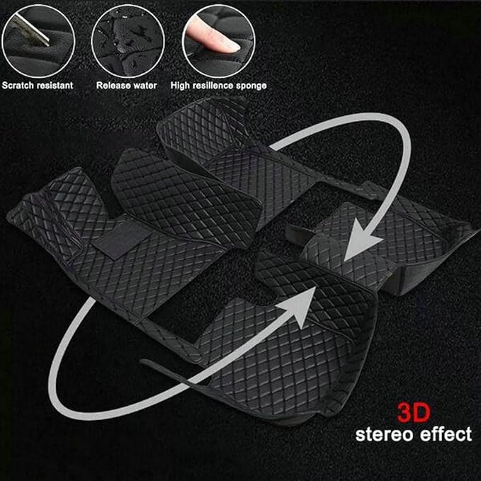 TREGOO All Weather Car Mats Custom Fit Non Slip Floor Mats for 1998-2025 Cars Personalized Leather Protection Pads Suitable for Men Women (Edge Purple with Black Horizontal Stripe)