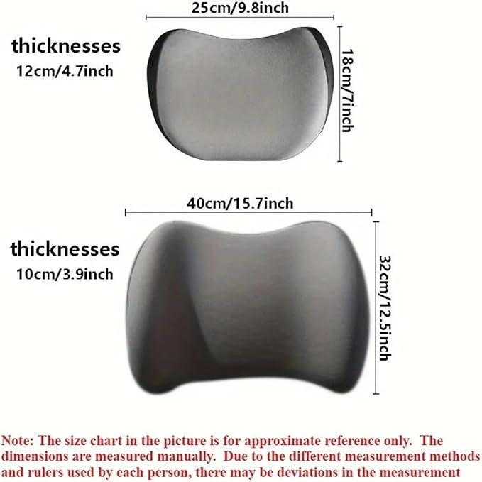 Memory Foam Car Neck Pillow - Soft fit for Seat Headrest & Lumbar Support Cushion(Grey Waist 1PC)