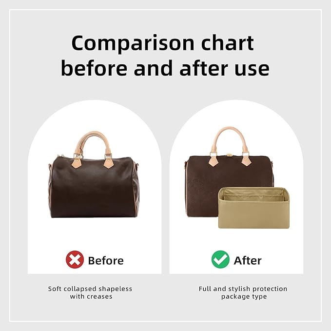 DGAZ Silk Purse Organizer Insert Fits LV Speedy 16/20/25/30/35/40/45 bags，Silky Smooth Bag Organizer，Luxury Handbag & Tote Shaper(S2 trench,SP45)