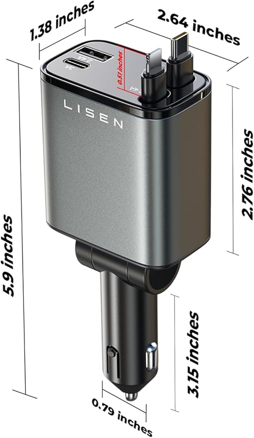 Gifts for Mothers Day 2026, LISEN Retractable Car Charger for iPhone 17 16 15 14, Personalized Friend Gifts for Cute mom Birthday Unique, Gift for Mom Day Gift Ideas for Wife, Sister, Daughter, Aunt