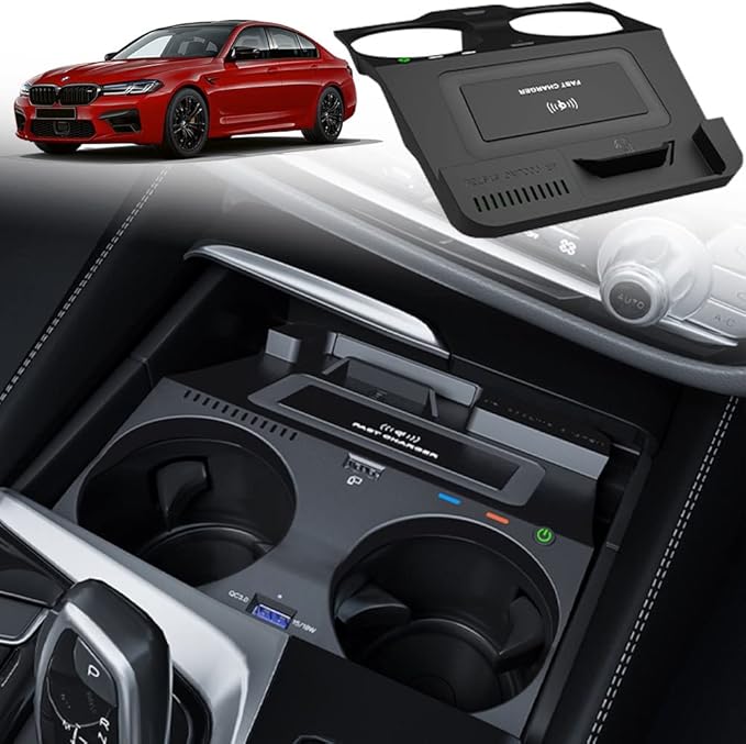Wireless Car Charger for BMW 5 Series M5/535i/540i/550i/530e 2017-2021, for BMW 6 Series GT M6/640i/650i 2018-2020, 15W Fast Charging Phone Charger Pad for BMW G30 G31 G32 G38 Accessory