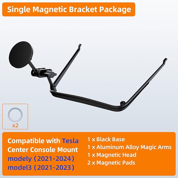 Center Console Mount, Magnetic Phone Holder for Older Tesla Model Y/3, Compatible Only with 2021-2024 Versions (Single Magnetic Bracket Package)