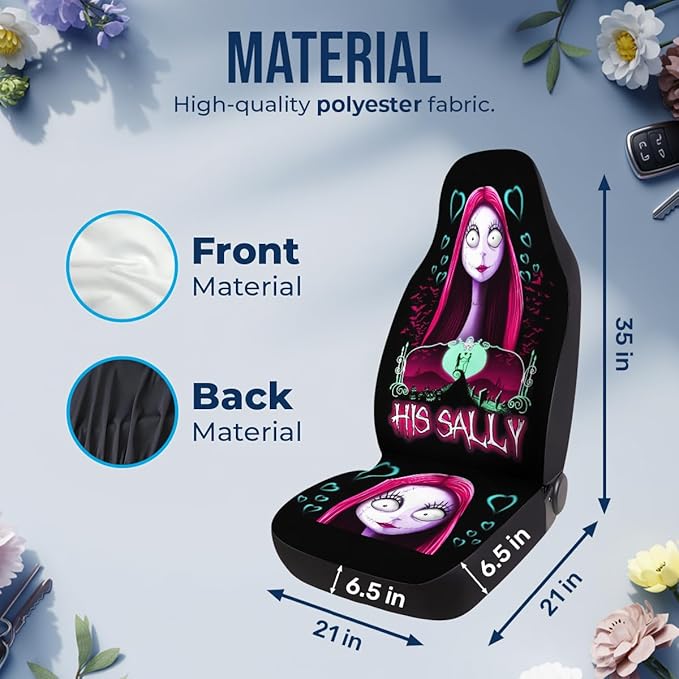 GENANY Nightmare Couple Car Seat Covers Set of 2, Horror Breathable Front Seat Covers for Truck Sedan SUV, Couple Car Accessories, Horror Gift for Women Men