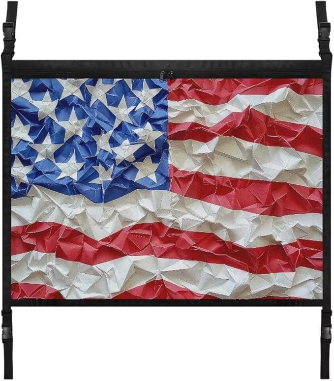 American Flag Print Car Roof Storage Bag Car Seat Storage Hanging Bag All Car Storage Organizers Car Travel Accessories Compatible with Most Cars
