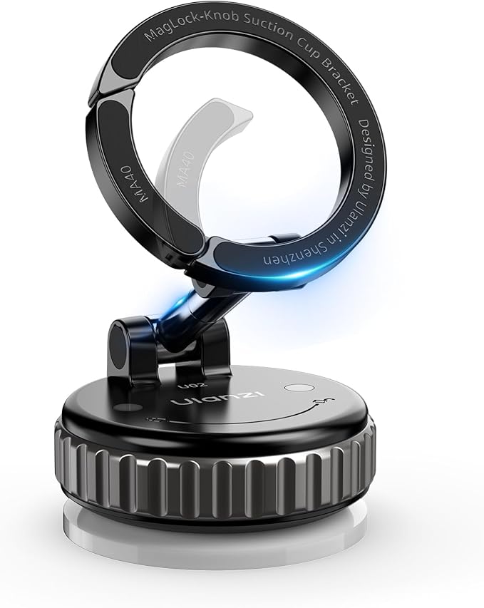 ULANZI MA40 Car Phone Holder for Magsafe, Strongest Suction & Magnetic, 360° Adjustable Car Phone Mount, Phone Holder Stand for Car/Gym/Mirror/Kitchen for iPhone 17 Pro Max 16 15 14 13 12, Black