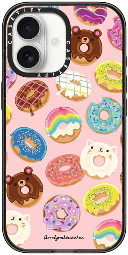 CASETiFY Impact iPhone 17 Case [Slim/Compatible with Magsafe / 8.2 ft. 4X Military Grade Drop Protection] - Donuts - Clear Black