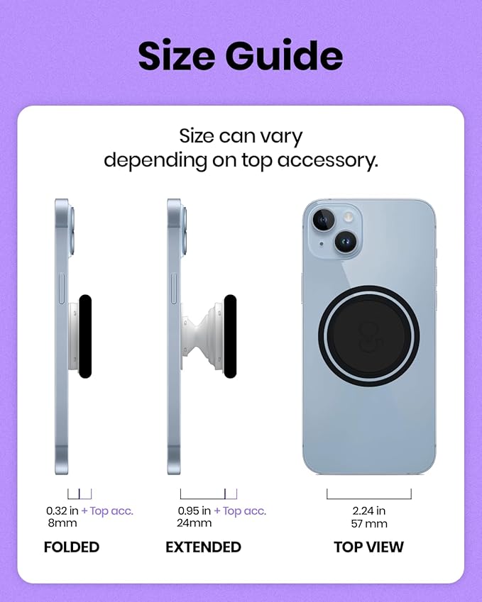 On The Grip Compatible with Magsafe Ultra-Thin Collapsible Phone Grip – Sleek Magnetic Phone Holder for iPhone & Android, 360 Rotation, Wireless Charger Compatible, Durable & Portable (Pink)