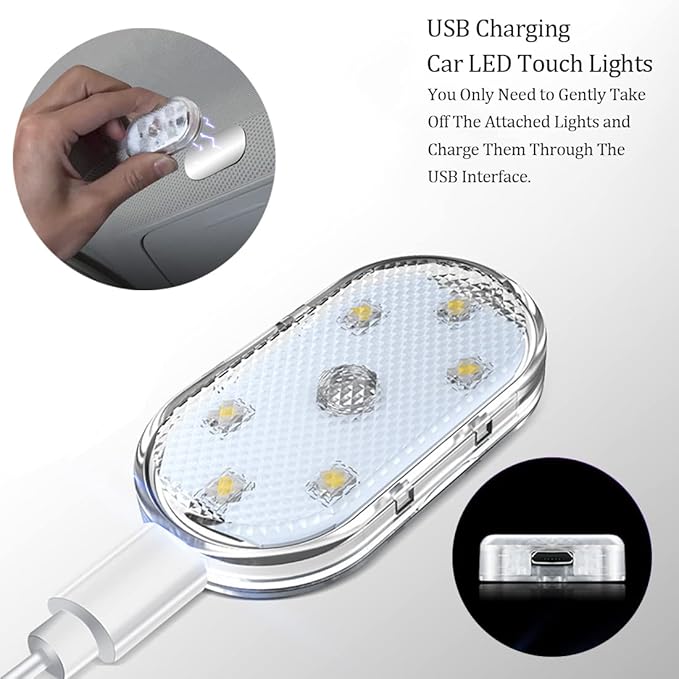 2 PCS Car Led Lights Interior,7 Colors Ambient Lighting Interior,USB Rechargeable Car Sound Control Light
