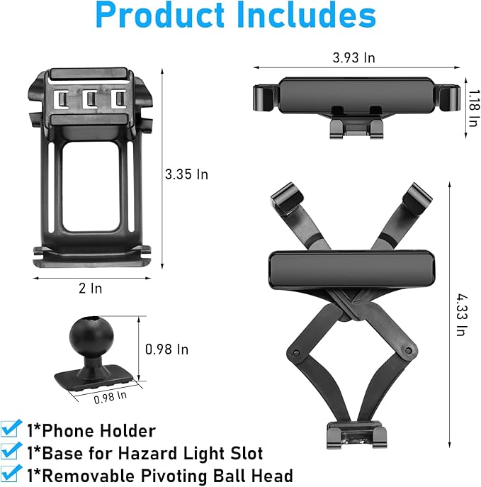Compatible with Honda Civic Phone Holder 2016-2021,Mount Hazard Light Slot,for 10th Gen Civic Air Vent Phone Mount Anti-Shake,Civic Cell Phone Holder Mount-360 Degree Rotation Civic Phone Mount