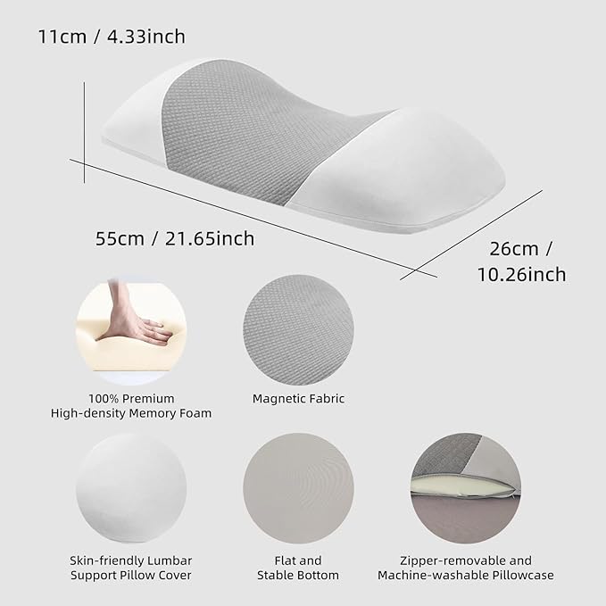 Lumbar Support Pillow for Sleeping,Premium Memory Foam Lower Back Pain Relief Bed Rest Support Pillows for Car Bed,Couch,Waist Support Care Cushion,Sleep Lumbar Pillow (Light Grey)