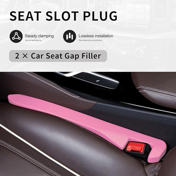 KIFIDAN 2PCS Car Seat Gap Filler,Flexible Seat Gap Organizer Between Seats for Tightly Filling Seat Gaps,Universal Car Side Seat Gap Filler Interior Car Accessories for Women & Men (Pink)