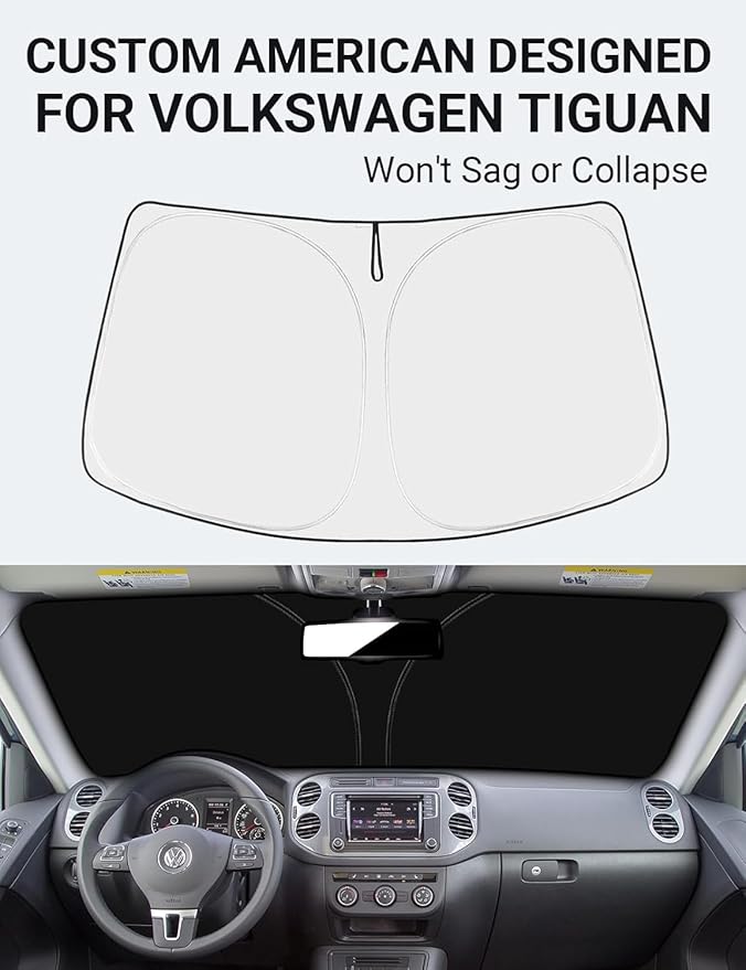 Proadsy 2026 Upgrade Front Windshield Sun Shade Foldable Sunshade Protector Custom Sun Visor Fit 2009-2017 Volkswagen VW Tiguan Accessories