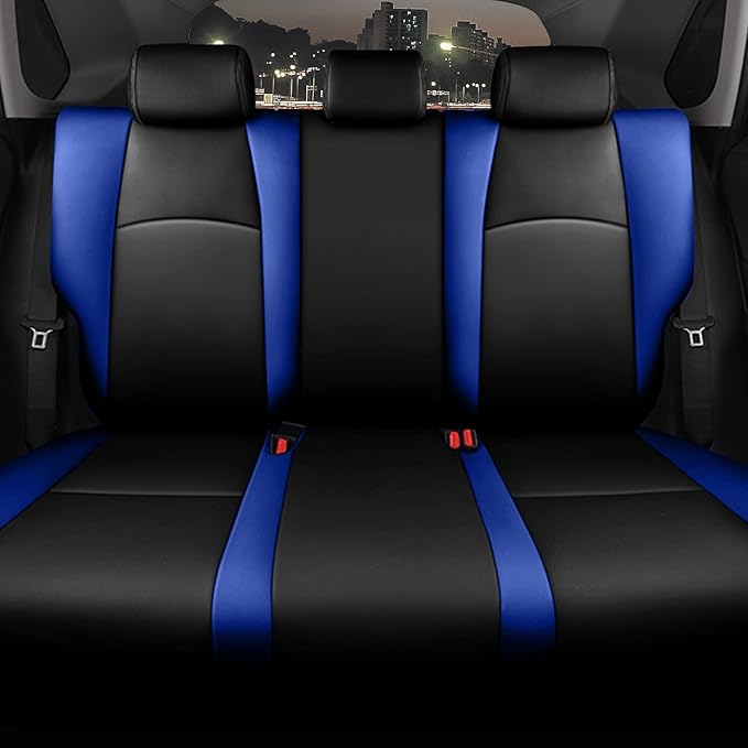 AOMSAZTO Car Seat Cover Fit for Toyota CHR 2018-2022 Faux Leather Seat Covers Protector Compatible Airbag Waterproof C-HR Full Set Black&Blue
