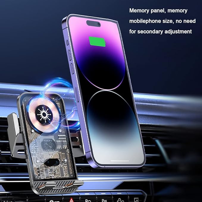 Wireless Car Charger Mobile Phone Holder Punk Cell Phone Mount Fast Auto Clamping Automatic Bracket Universal Dashboard/Windshield/Window for 5.74in-6.49in Phones (Grey)
