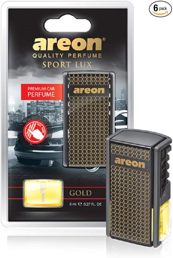 AREON AC01 Car Perfume Luxury and Elegant 0.27 oz Vent Clip Car Air Freshener, Gold Scent (Pack of 6)
