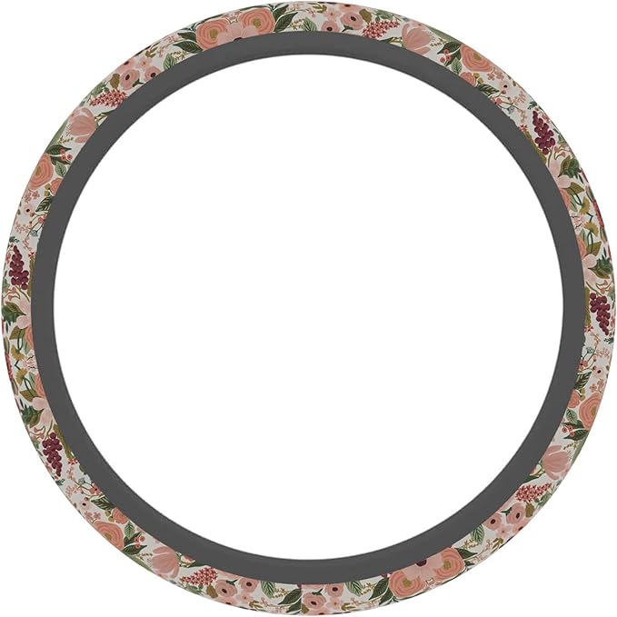 Burgundy Flowers Car Steering Wheel Cover for Women Men, Non-Slip Steering Wheel Protector, Universal 14"-15" Fit for Cars, SUVs, Trucks (Burgundy Flowers)