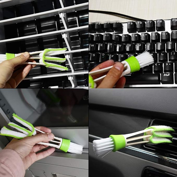 Multifunction Cleaning Brush for Car Air Vent - 2 Microfiber Sleeves Blinds Cleaner Tools for Keyboard Window Leaves Blinds Shutter 2 Pack