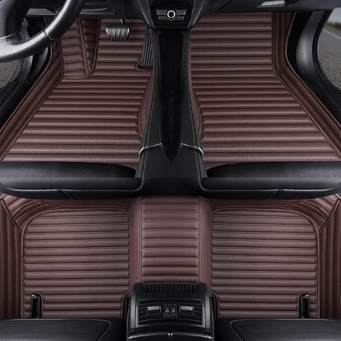 Custom Making Car Floor Mats Compatible with Audi BMW Mercedes-Benz Toyota Lexus Honda Infiniti Nissan Hyundai Kia All Models 2005-2026 (Striped Dark Brown)