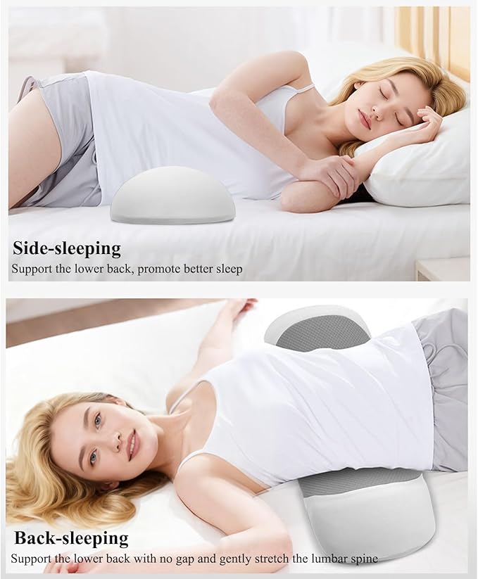 Lumbar Support Pillow for Sleeping,Premium Memory Foam Lower Back Pain Relief Bed Rest Support Pillows for Car Bed,Couch,Waist Support Care Cushion,Sleep Lumbar Pillow (Light Grey)